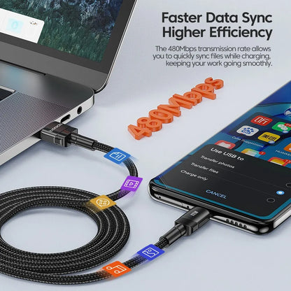 High-Speed USB Type C Fast Charging Cable for iPhone 15/14/13/12/11 & Huawei P40/P30 - Durable, Versatile, and Certified for Safety